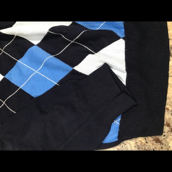 J Crew Navy Argyle V-Neck Sweater. EUC. Sz. L. - Picture 4 of 4